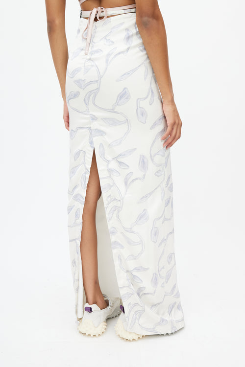 Jacquemus White 
Blue Leaf Skirt