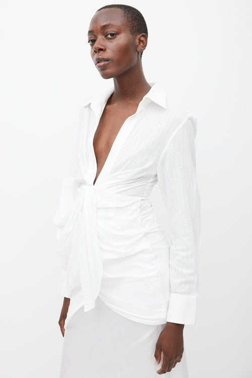 Jacquemus White Cotton Le Coup De Soleil Shirt Dress