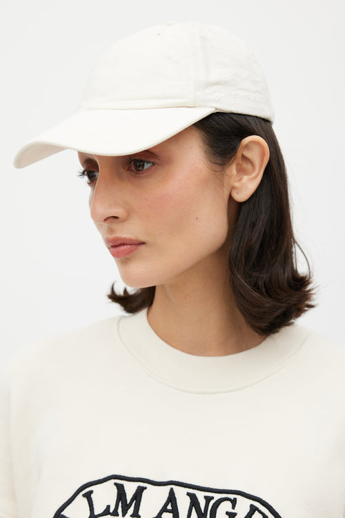 Jacquemus Cream Canvas Logo Cap