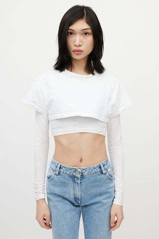 Jacquemus White Layered Cropped T-Shirt