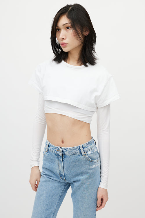 Jacquemus White Layered Cropped T-Shirt