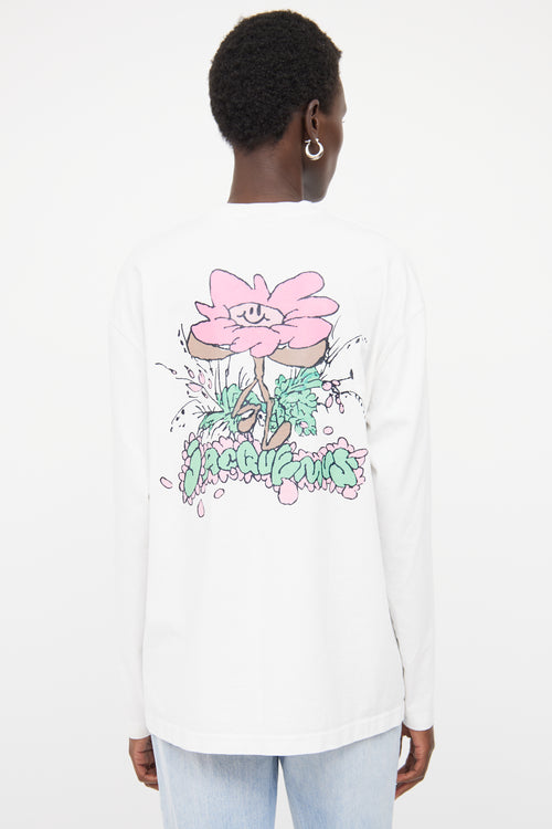 Jacquemus White Cotton Flower Graphic Logo Shirt