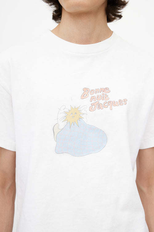 Jacquemus White 
Multicolour Bonne Nuit Embroidered T-Shirt