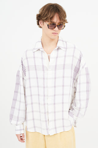 Jacquemus White 
Purple La Chemise Santon Check Shirt