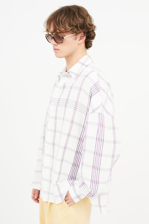 Jacquemus White 
Purple La Chemise Santon Check Shirt