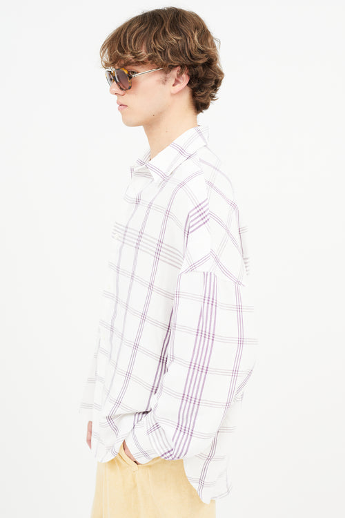 Jacquemus White 
Purple La Chemise Santon Check Shirt