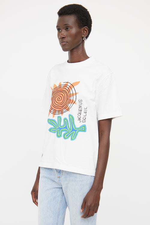 Jacquemus White Cotton Sun Graphic Logo T-Shirt