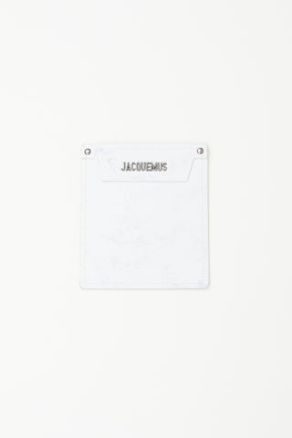 Jacquemus White 
Multi Leather Leaf Print Logo Pouch