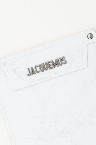 Jacquemus White 
Multi Leather Leaf Print Logo Pouch