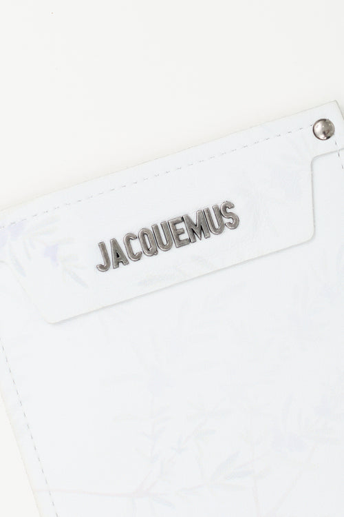 Jacquemus White 
Multi Leather Leaf Print Logo Pouch