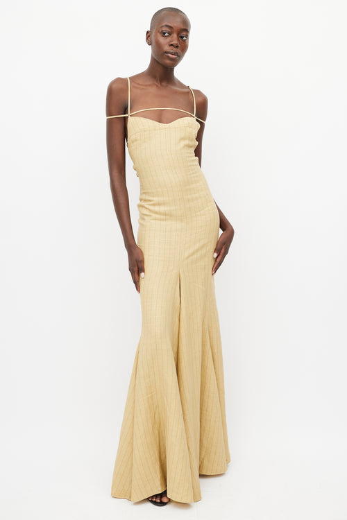 Jacquemus Yellow Camargue Striped Flared Dress