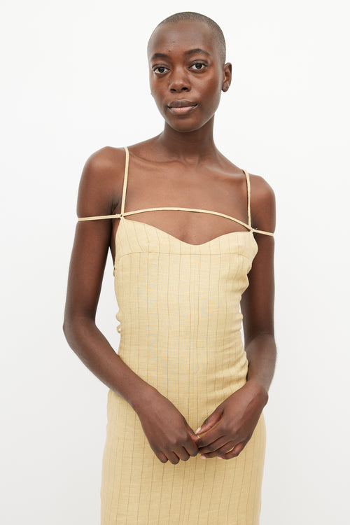 Jacquemus Yellow Camargue Striped Flared Dress