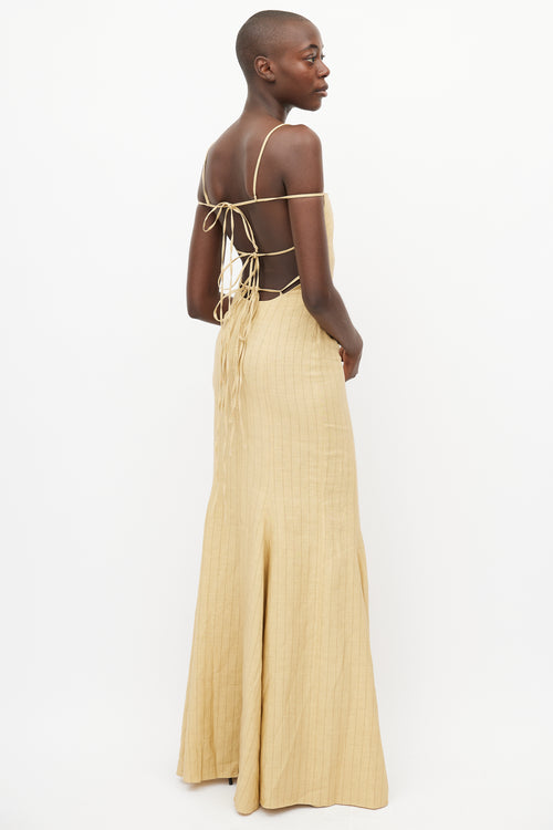 Jacquemus Yellow Camargue Striped Flared Dress