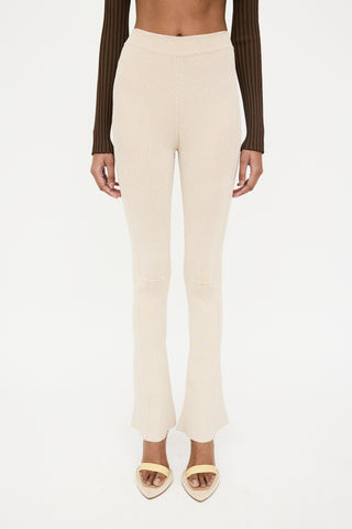 Jacquemus Beige Ribbed Knit Flared Trouser