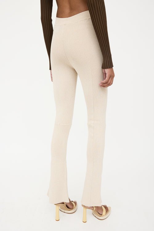 Jacquemus Beige Ribbed Knit Flared Trouser