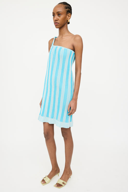 Jacquemus Blue Knit One Shoulder Dress