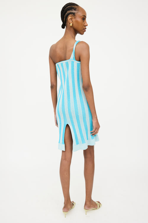 Jacquemus Blue Knit One Shoulder Dress