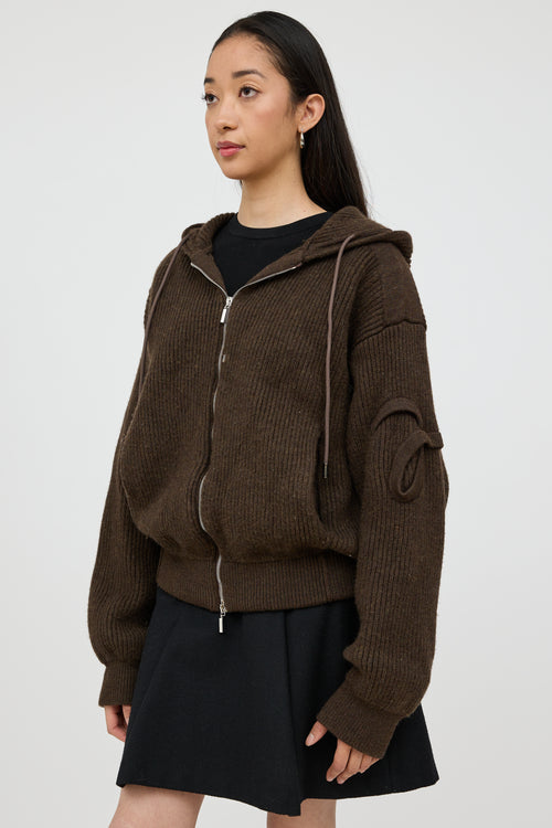 Jacquemus Brown Wool Knit Hoodie