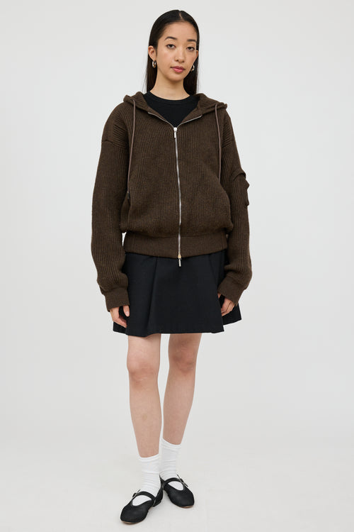 Jacquemus Brown Wool Knit Hoodie