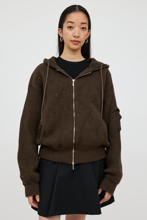 Jacquemus Brown Wool Knit Hoodie