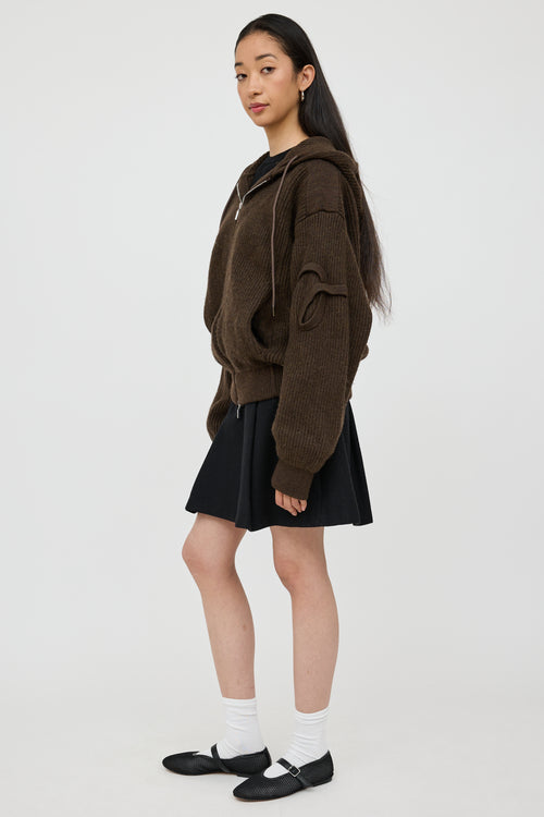 Jacquemus Brown Wool Knit Hoodie