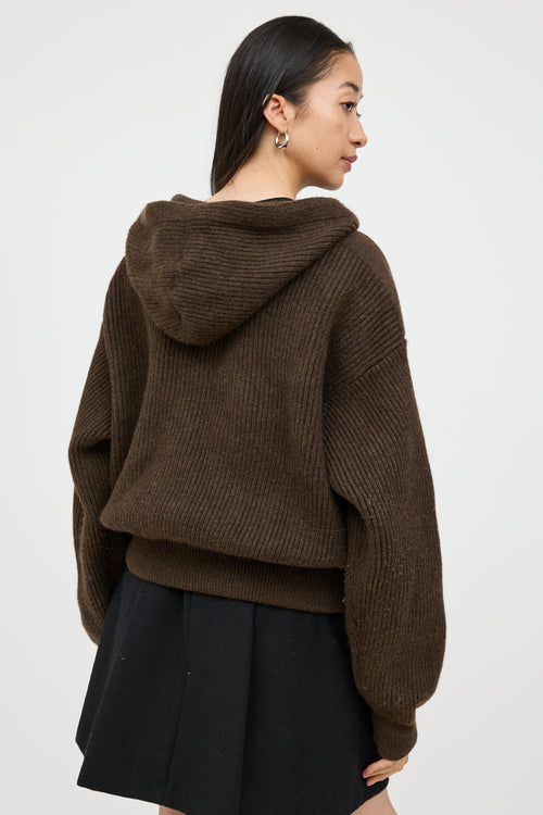 Jacquemus Brown Wool Knit Hoodie