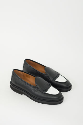 Jacques Solovière Black 
White Leather Hady Loafer