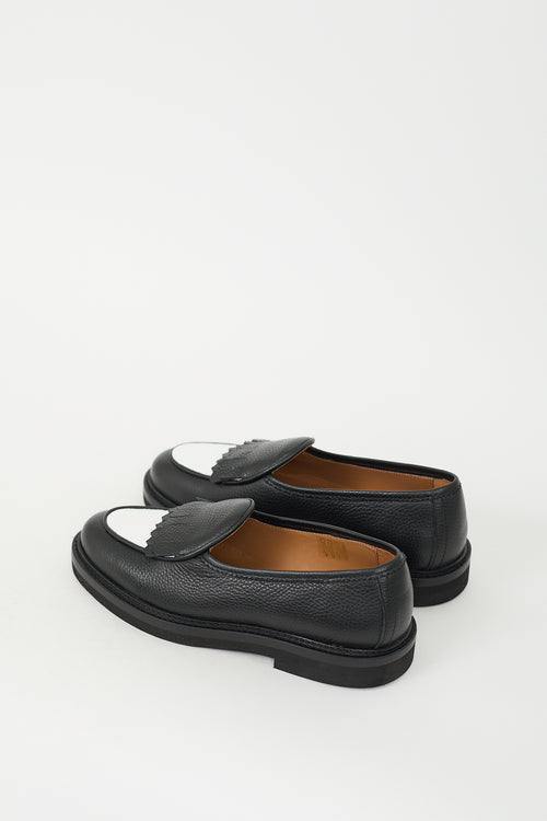 Jacques Solovière Black 
White Leather Hady Loafer