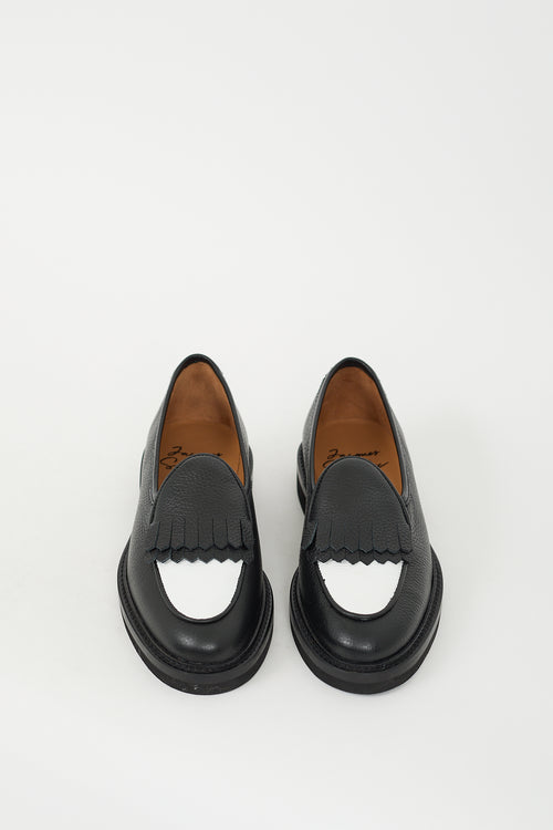 Jacques Solovière Black 
White Leather Hady Loafer