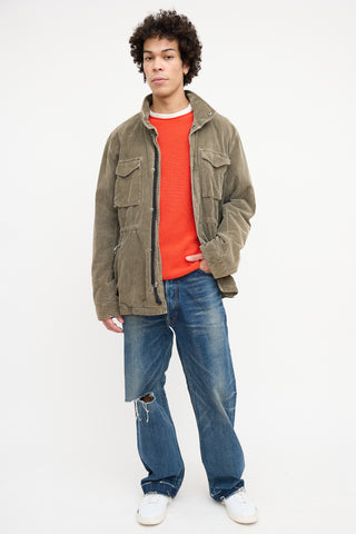 James Perse Green Corduroy Utility Jacket