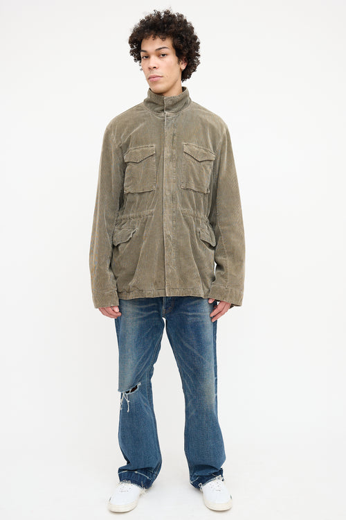 James Perse Green Corduroy Utility Jacket