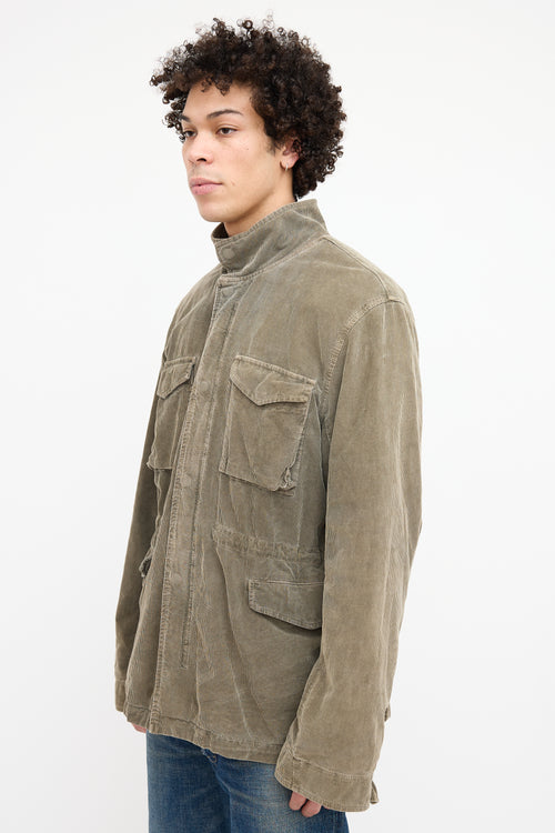 James Perse Green Corduroy Utility Jacket