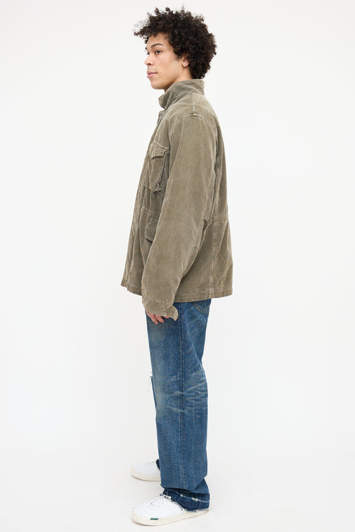 James Perse Green Corduroy Utility Jacket