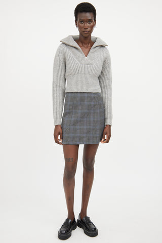 Jacquemus Grey Wool Knit Half Zip Sweater