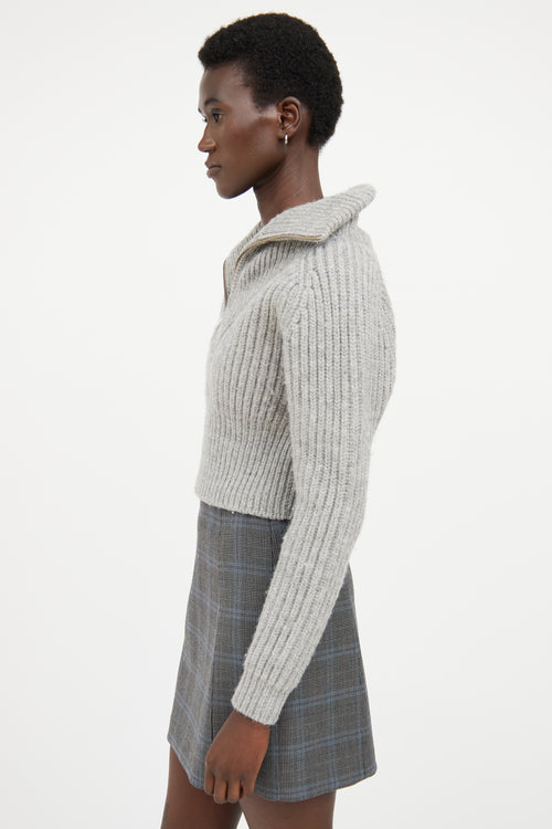 Jacquemus Grey Wool Knit Half Zip Sweater