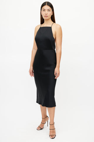 Jason Wu Black Satin Halter Dress