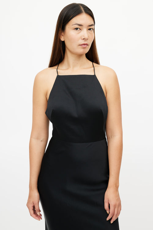 Jason Wu Black Satin Halter Dress