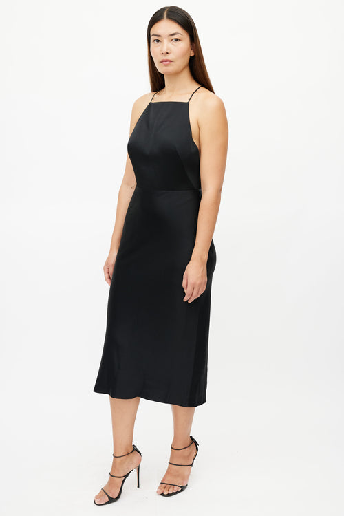 Jason Wu Black Satin Halter Dress