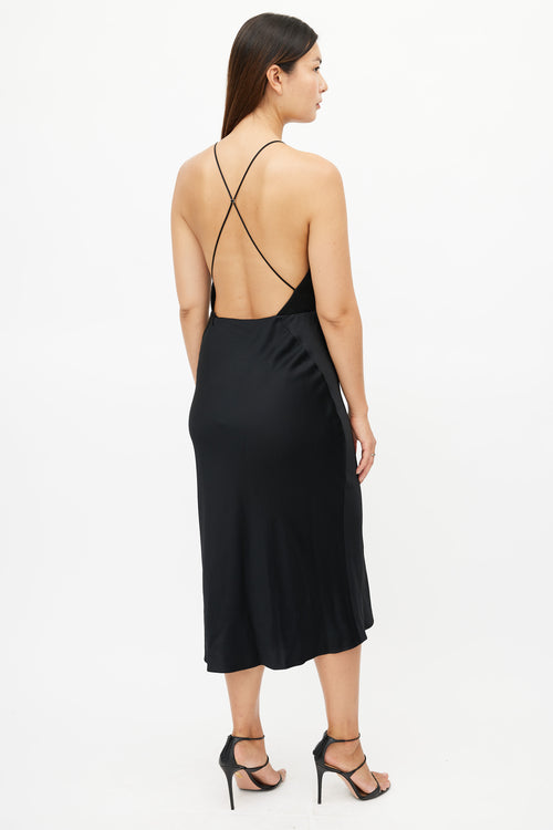 Jason Wu Black Satin Halter Dress