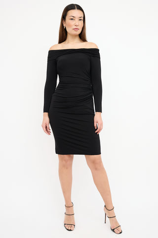 Jason Wu Black Ruched Off The Shoulder Dress