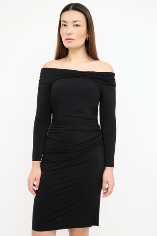  Black Ruched Off The Shoulder Dress