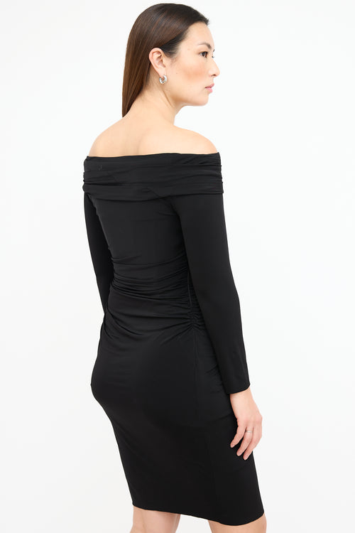  Black Ruched Off The Shoulder Dress