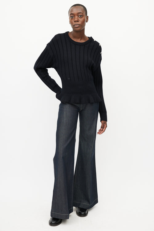 Jason Wu Black 
Silver Knit Sweater