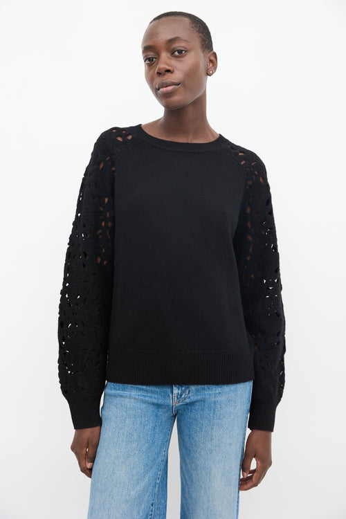 Jason Wu Black Wool Knit Cut Out Sweater