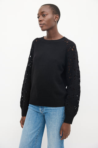 Jason Wu Black Wool Knit Cut Out Sweater