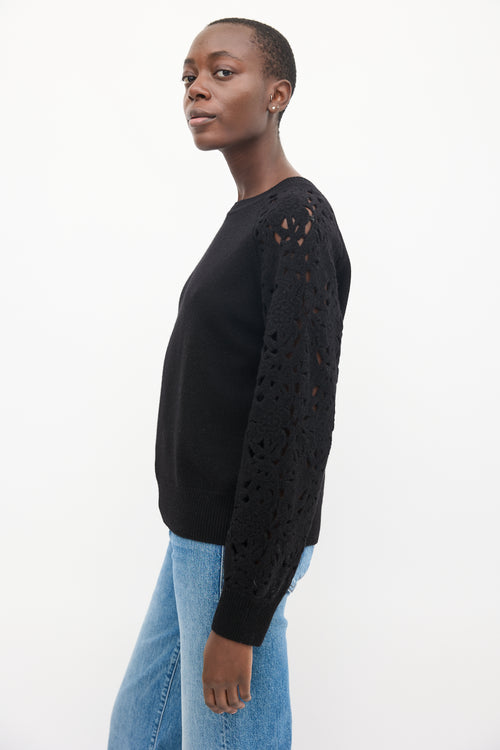 Jason Wu Black Wool Knit Cut Out Sweater