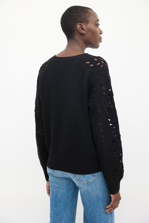 Jason Wu Black Wool Knit Cut Out Sweater