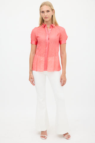 Jason Wu Pink Silk Mesh Sheer Shirt