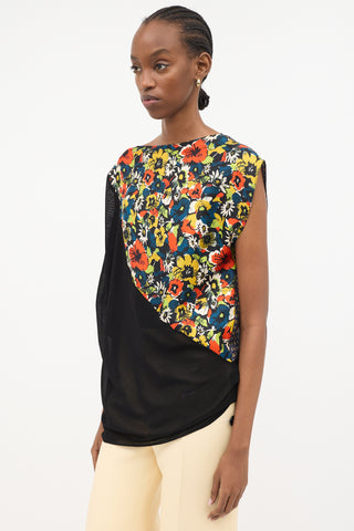 Jean Paul Gaultier Asymmetrical Drape Printed Top