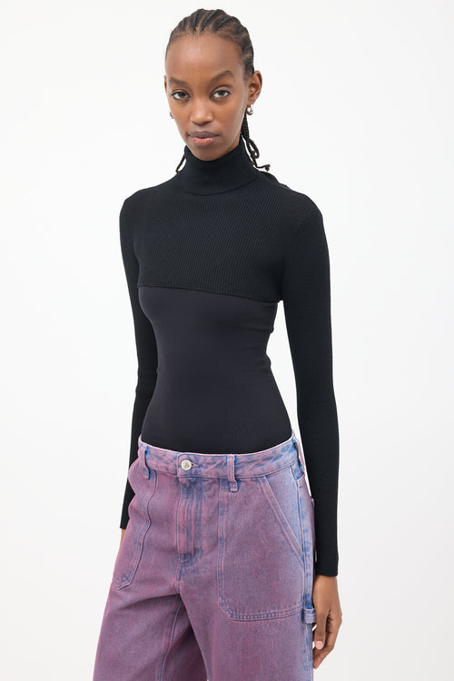 Jean Paul Gaultier Black Cropped Ribbed Knit Top